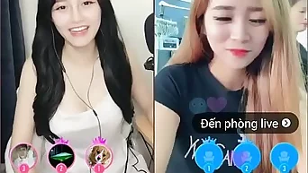 Two cute girl in livestream Uplive